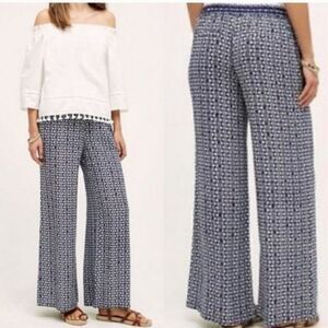 Anthropologie Hei Hei Blue High Rise Santa Clara Wide Leg Pull On Pants Womens S